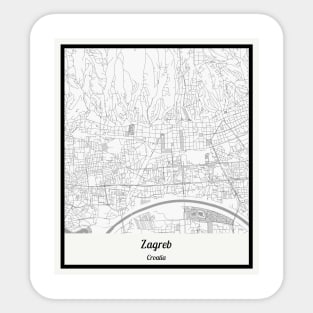 Map of Zagreb - Croatia Sticker